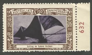 Sailing On Sydney Harbor, N.S.W., Australia, 1938 Poster Stamp, Cinderella Label - Picture 1 of 1