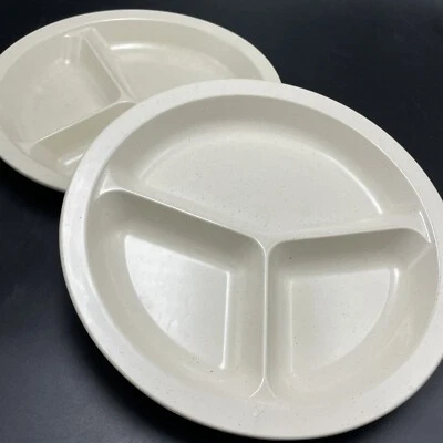 2 Vtg Anchor Hocking Divided MicroWare Plates 9” 3 Sections  PM 486 TI USA - Image 1 of 4