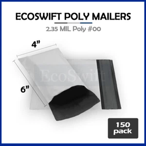 150 4 x 6 ECOSWIFT WEISS POLY VERSANDTASCHEN VERSANDUMSCHLÄGE SELBSTVERSIEGELNDE TÜTEN 2,35 MIL - Bild 1 von 5
