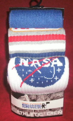 ¡NUEVO! CALCETINES "NASA-USA-SPACE-BUZZ ALDRIN" 3-PR CREW PARA HOMBRE TALLA 10-13   Foto 1 de 4
