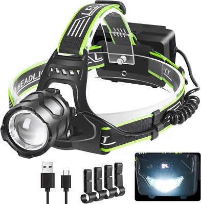 Torcia Frontale Led Ricaricabile Lampada 90000Lu 6000Mah 5 Modalità Regolabile - Immagine 1 di 4