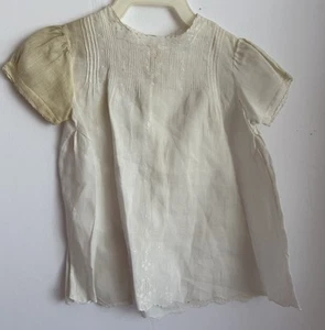VTG White Cotton Baby Doll Christening Dress Primitive Dress Decor Handmade 6 mo - Picture 1 of 16