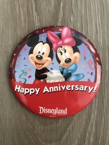Disneyland Disney Happy Anniversary Mickey Minnie Red Button | RETIRED Button - Picture 1 of 6