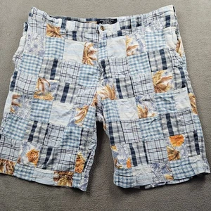 Old Navy Patchwork Shorts Mens 42 Y2K Blue Preppy Madras - Picture 1 of 10