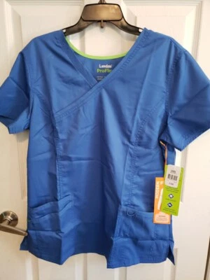 Blusa esfoliante Landau Pro Flex azul feminina grande bolsos G elástica ajuste moderno nova com etiquetas - Imagem 1 de 3