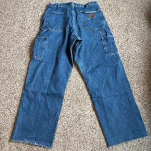carhartt mens 34 32 jeans blue carpenter utility work pants - Picture 1 of 10
