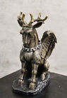 Gothic Sitting Winged Pegasus Stag Horned Gargoyle in Stoic Pose Statue 6.25'H