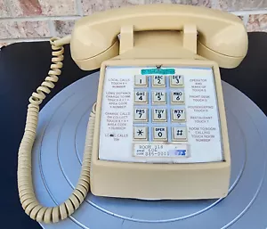 Telefono da tavolo vintage Holiday Inn hotel pulsante scrivania telefono beige marrone chiaro - Foto 1 di 12