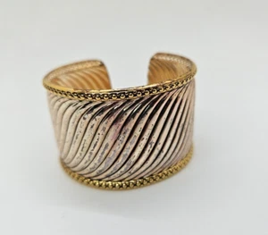 Vintage Best Silver Gold Tone Sleek Design Cuff Bracelet - Picture 1 of 3