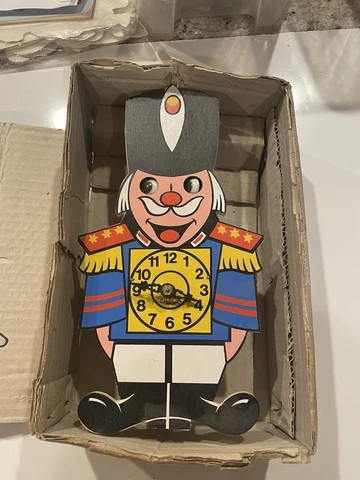 Vintage Toy Soldier Cuckoo Clock  11" x 5 1/2" in Original Box Germany Cover