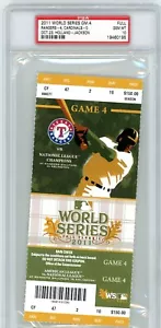 2011 MLB WORLD SERIES TEXAS RANGERS ST. LOUIS CARDINALS TICKET GAME 4 PSA 10 GEM - Picture 1 of 1