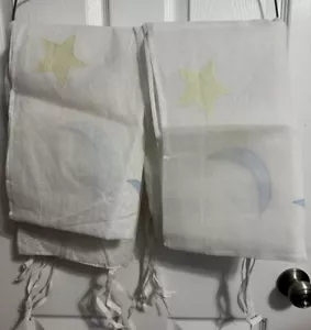 Pottery Barn Kids Sheer Moon & Stars 40”x63” Curtains - Pair/ 2 panels Tie Top - Picture 1 of 7