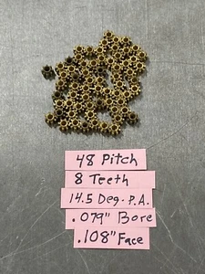 MENGE 1 HANDWERK MESSING STIRNRITZEL ZAHNRAD 48 TEILUNG 8 ZÄHNE FÜR UHR HOBBY SLOT CAR - Bild 1 von 12