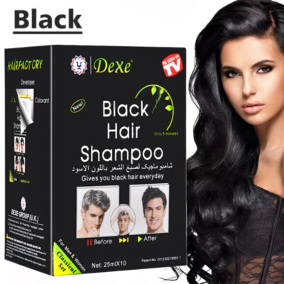 10 x DEXE Black Hair Shampoo Instant 5-Min Natural Organic Repair Hair Color Dye - Image 1 of 4