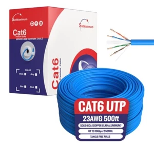 CAT6 500ft UTP Ethernet Network Cable Blue 23AWG LAN Solid Bulk Wire - Picture 1 of 10