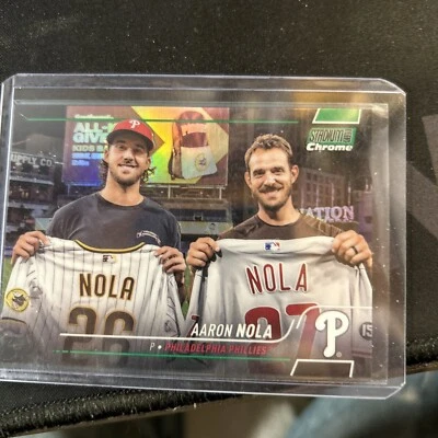 2022 Topps Stadium Club Chrome Aaron Nola Green #'d/99 #284 - Image 1 of 2