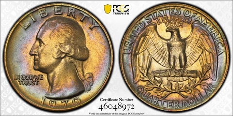 MS65 1970 25C Washington Quarter, PCGS Secure- Beautifully Toned Cover