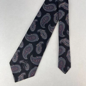 Countess Mara Mens Silk Necktie Black Purple Paisley Luxury Designer - Picture 1 of 4