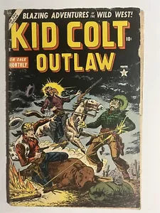 KID COLT OUTLAW #36 ATLAS/MARVEL COMICS GOLDEN AGE 1954 RIDER NERO - Foto 1 di 2