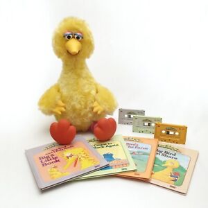 Tyco Big Bird Story Magic Talking Plush Doll w/ 3 Cassette Tapes & 4 Books WORKS