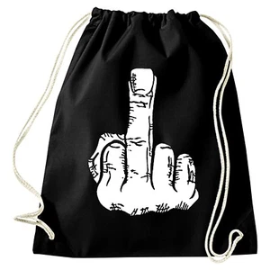 MITTELFINGER Turnbeutel Neu Gymsac Punk Oi Skinhead Fuck You Fick Dich Finger - Bild 1 von 1