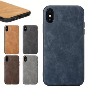 Slim Vintage Leder TPU + PC Stoßfest Back Case Cover für iPhone XS MAX XR X - Bild 1 von 31
