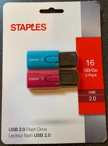 Pack de 2 clés USB 2.0 16 Go Staples - Photo 1/2