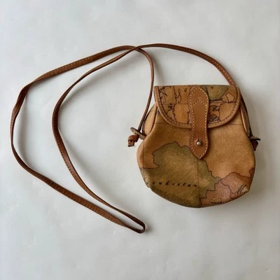Cartera Bandolera Mapa Alviero Martini 1ª Clase Vintage Cuero Hecha en Italia Foto 1 de 4