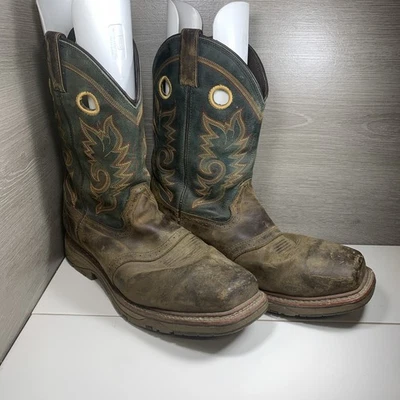 Double H HH DH5139 Brown Green Leather Steel Toe Cowboy Western Work Boots 13 EE - Image 1 of 4