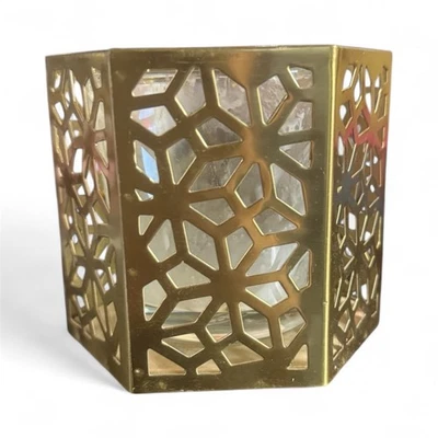 VIDRIO DE LATÓN Luz de Té Votiva VELA Soporte Jaula Color Dorado Ikea Foto 1 de 3