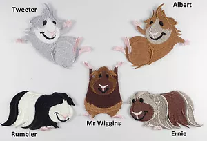 Cute Guinea Pig / Cavy Embroidered Characters Motif / Patch / Badge / Applique - Picture 1 of 12