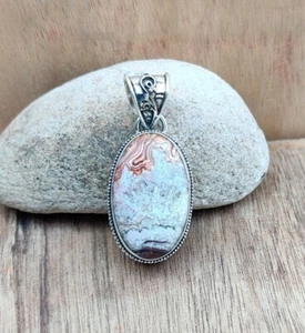 Crazy Lace Agate 925 Solid Sliver Handmade Gift For Women Pendants Jewelry P#594 - Picture 1 of 3