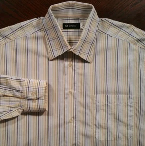 St Croix Italy Made Contrast Multicolor Striped Long Sleeve Dress Shirt Mens XL - Picture 1 of 5