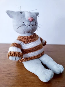Edward Gorey Plush Cat Striped Sweater Collectible Stuffed Animal Gund 2003 10" - Picture 1 of 8