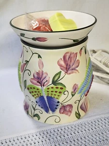 MINTY Yankee Candle Ceramic electric tart warmer Flowers Butterflies GORGEOUS - Picture 1 of 7