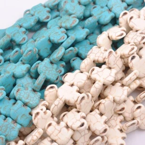 Cuentas sueltas planas de elefante con piedras preciosas turquesa howlita de 16" 10 mm 16 mm 21 mm - Imagen 1 de 24