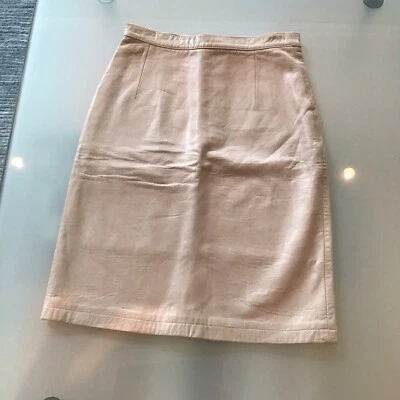Falda lápiz de colección Begedor Italia beige 100 % cuero italiano años 80 6 XS 26" cintura Foto 1 de 3