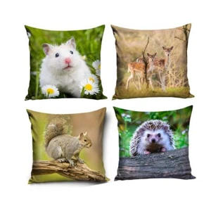Funda/almohada decorativa para animales salvajes 38 x 38 cm ratón ardilla ciervo - Imagen 1 de 5