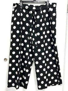Womens Wide Leg Pant Size 18/20W Large Rockabilly Polka Dots tie Front Pull On - Picture 1 of 3