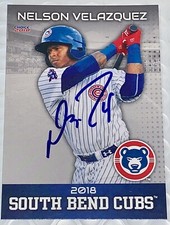 Nelson Velazquez SIGNED 2018 South Bend Cubs Card RC Auto Kansas City Royals KC