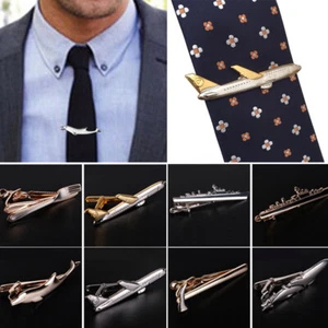 Men Metal Tie Clips Airplane Ship Dolphin Design Tie Pins Business Jewelry New - Picture 1 of 22