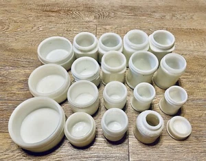 Vintage Lot Of 19 Cold Cream Deodorant Jars White Milk Glass No Lid - Picture 1 of 9