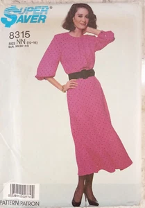 SIMPLICITY 8315 Vintage 80er KLEID Blouson ausgestellt gerollt Reißverschluss ungeschnitten 10 12 14 16 Nähen - Bild 1 von 4