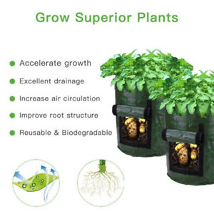 5-10 Gallon Grow Bags Tomato Potato Planting Bag Vegetable Planter Containers UK