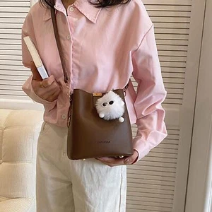 Women's Leather Bucket Bag Stylish Shopping Bag Shoulder Purse for Vacation - Picture 1 of 4