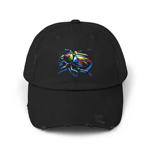 Unisex Distressed Hat Beetle Cubism Abstract Geometric Insect Bug Nature Cap Dad - Picture 1 of 17
