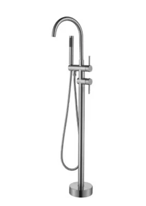 IHOMEadore Freestanding Floor Mount Tub Faucet w/Hand Shower-Brushed Nickel-Used - Picture 1 of 1