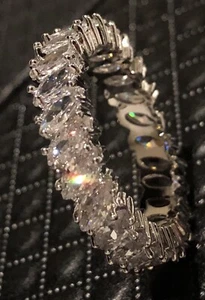 18k White Gold Filled Eternity Ring made w Swarovski Marquise Anniversary Band - Picture 1 of 9