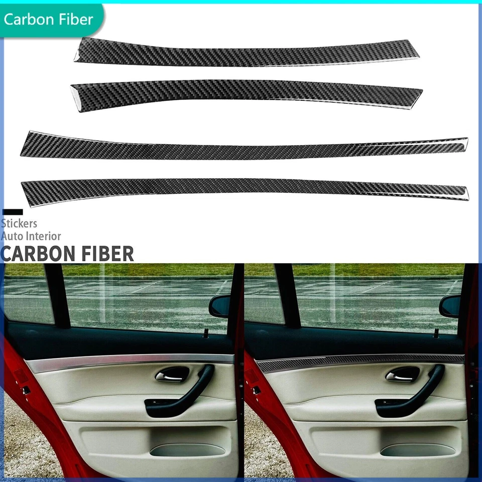 Tiras de moldura de cubierta de panel de puerta interior de fibra de carbono real 4 piezas para Saab 9-3 03-11 Foto 1 de 4