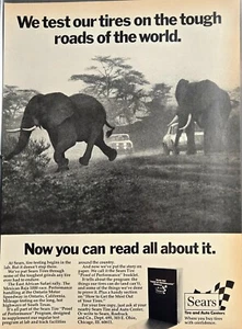 1972 VINTAGE PRINT AD - SEARS TIRE & AUTO AD - THE EAST AFRICAN SAFARI RALLY - Bild 1 von 1